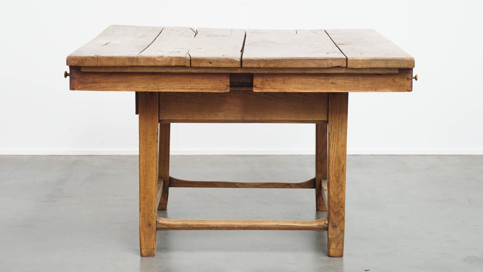 Characterful, Beautiful And Practical Square Antique Dining Table Made Of Elm Wood photo vinterior
