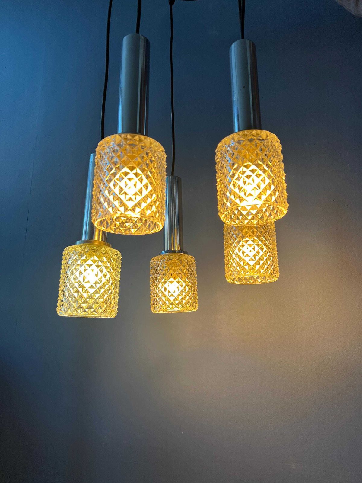 Mid Century Kristalglazen Cascade Hanglamp