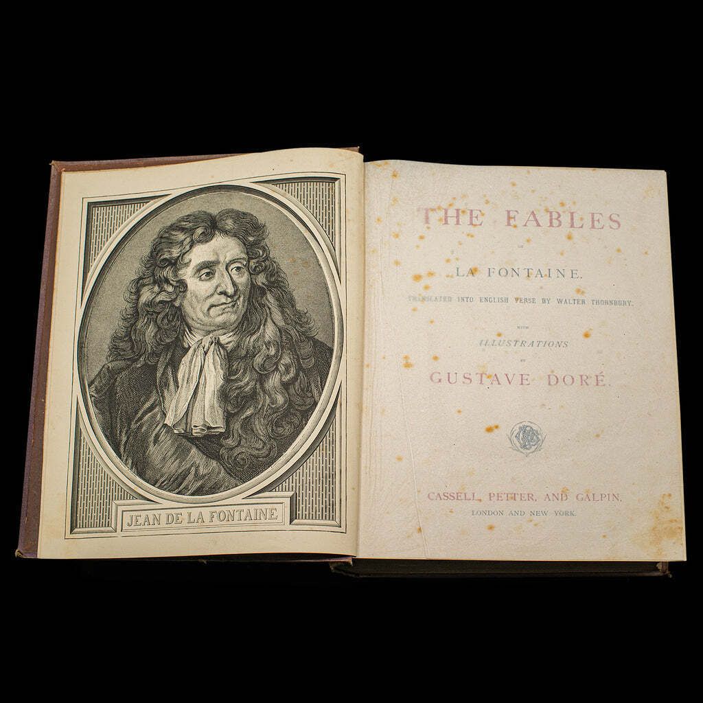 Antique The Fables Book, Historic Literature, English, Illustrated, Victorian photo for sale