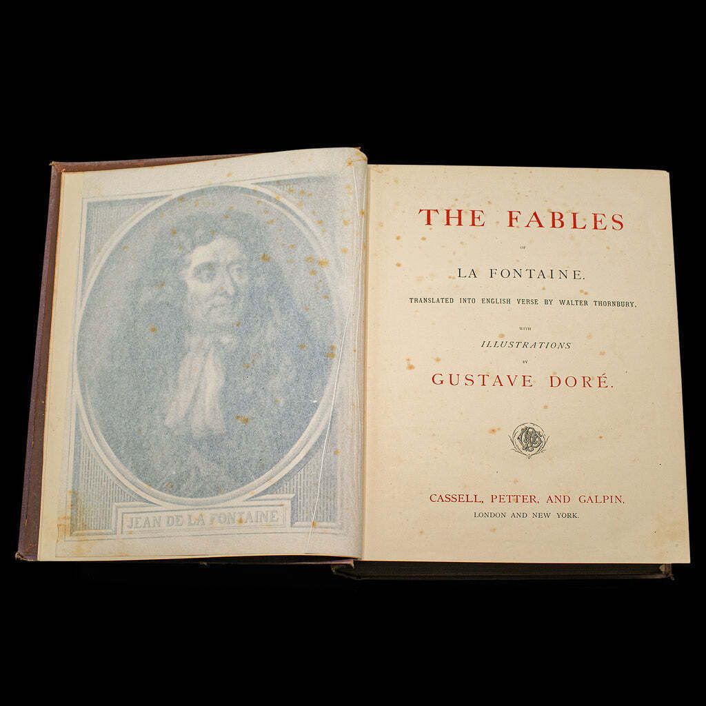 Antique The Fables Book, Historic Literature, English, Illustrated, Victorian photo Home Decor