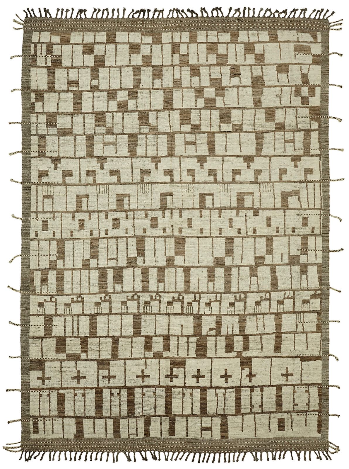 Handmade Beige Modern Tribal Rug 278 Cm X 396 Cm