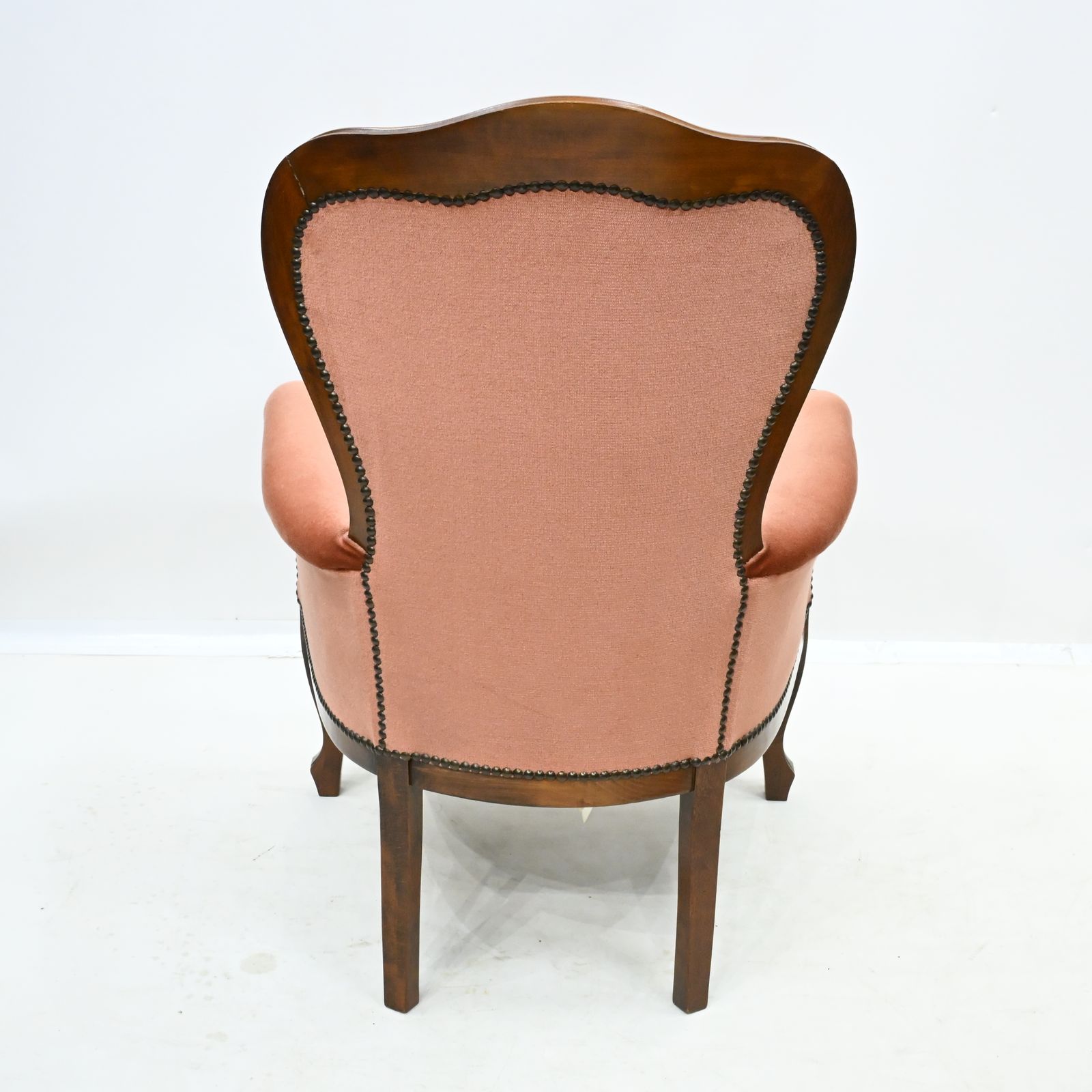 Vintage French Style Easy Armchair Salmon Studded Upholstery Free Delivery photo furniture