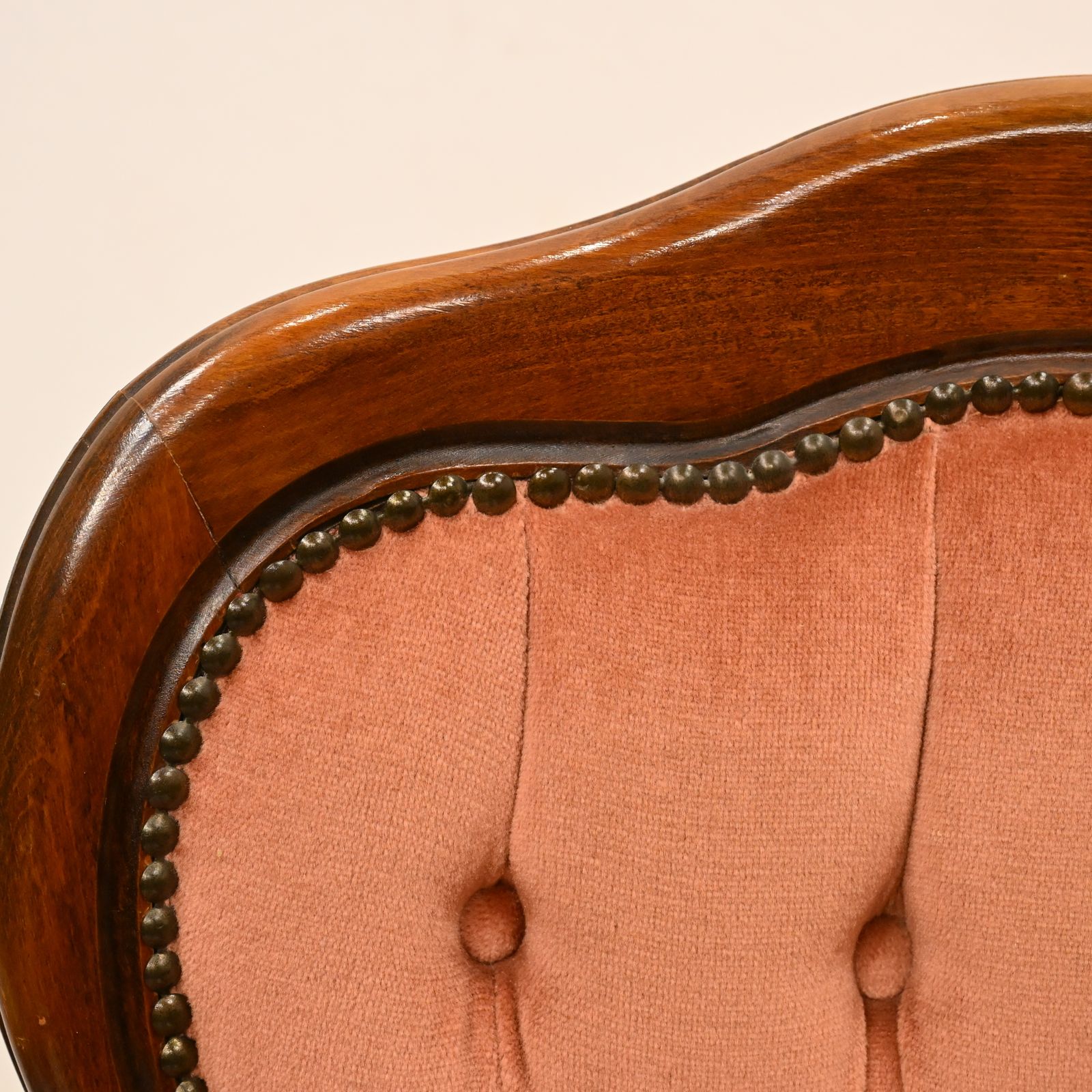 Vintage French Style Easy Armchair Salmon Studded Upholstery Free Delivery photo buy