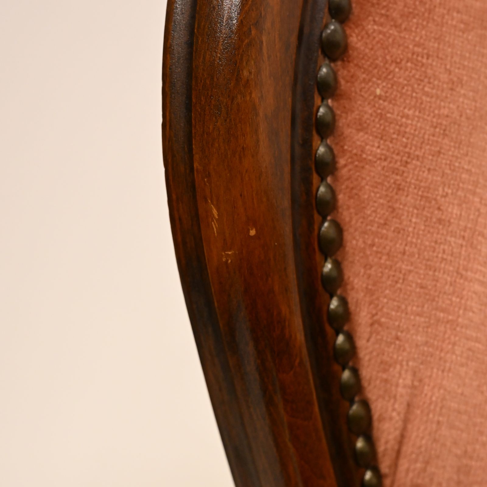 photo for sale Vintage French Style Easy Armchair Salmon Studded Upholstery Free Delivery