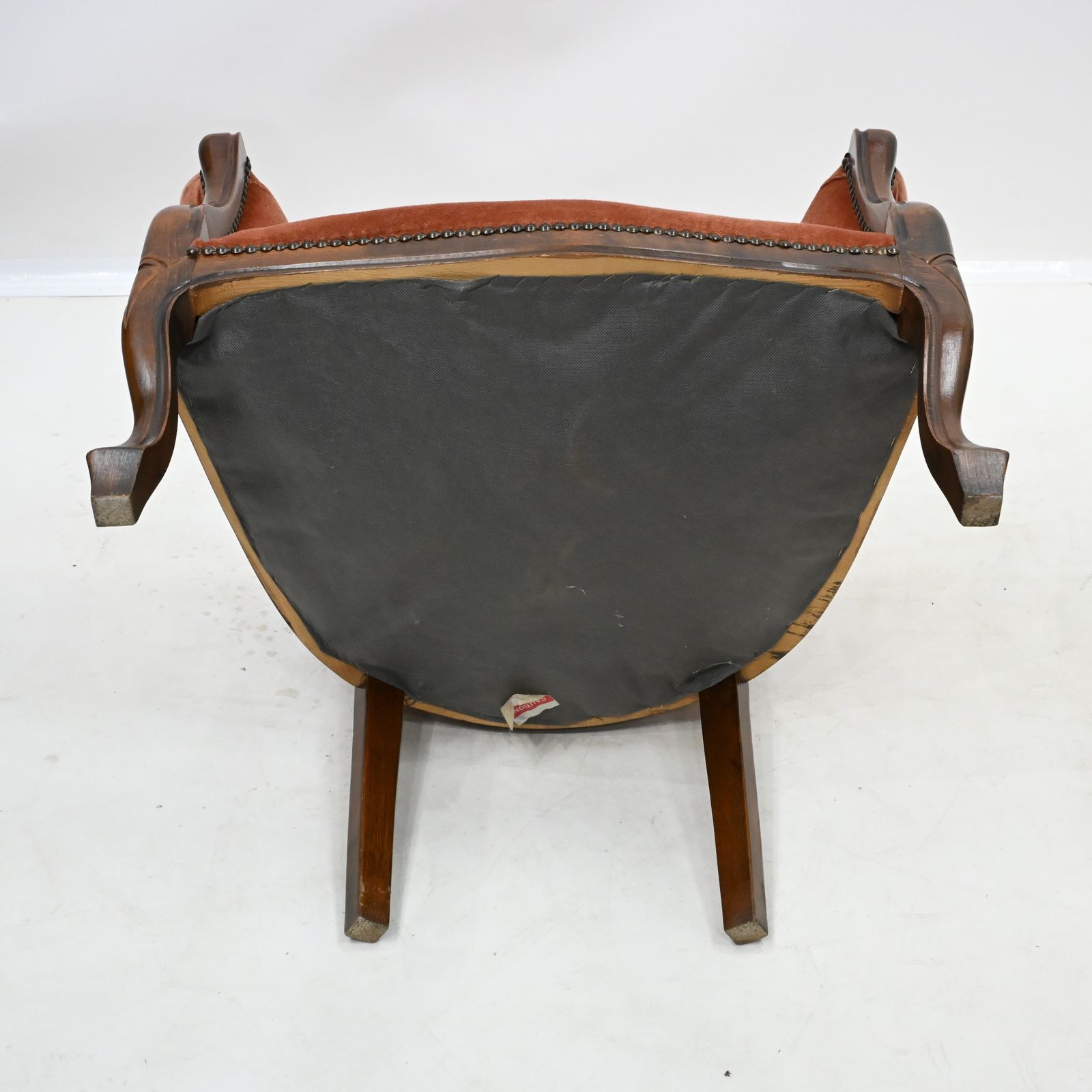 photo buy Vintage French Style Easy Armchair Salmon Studded Upholstery Free Delivery