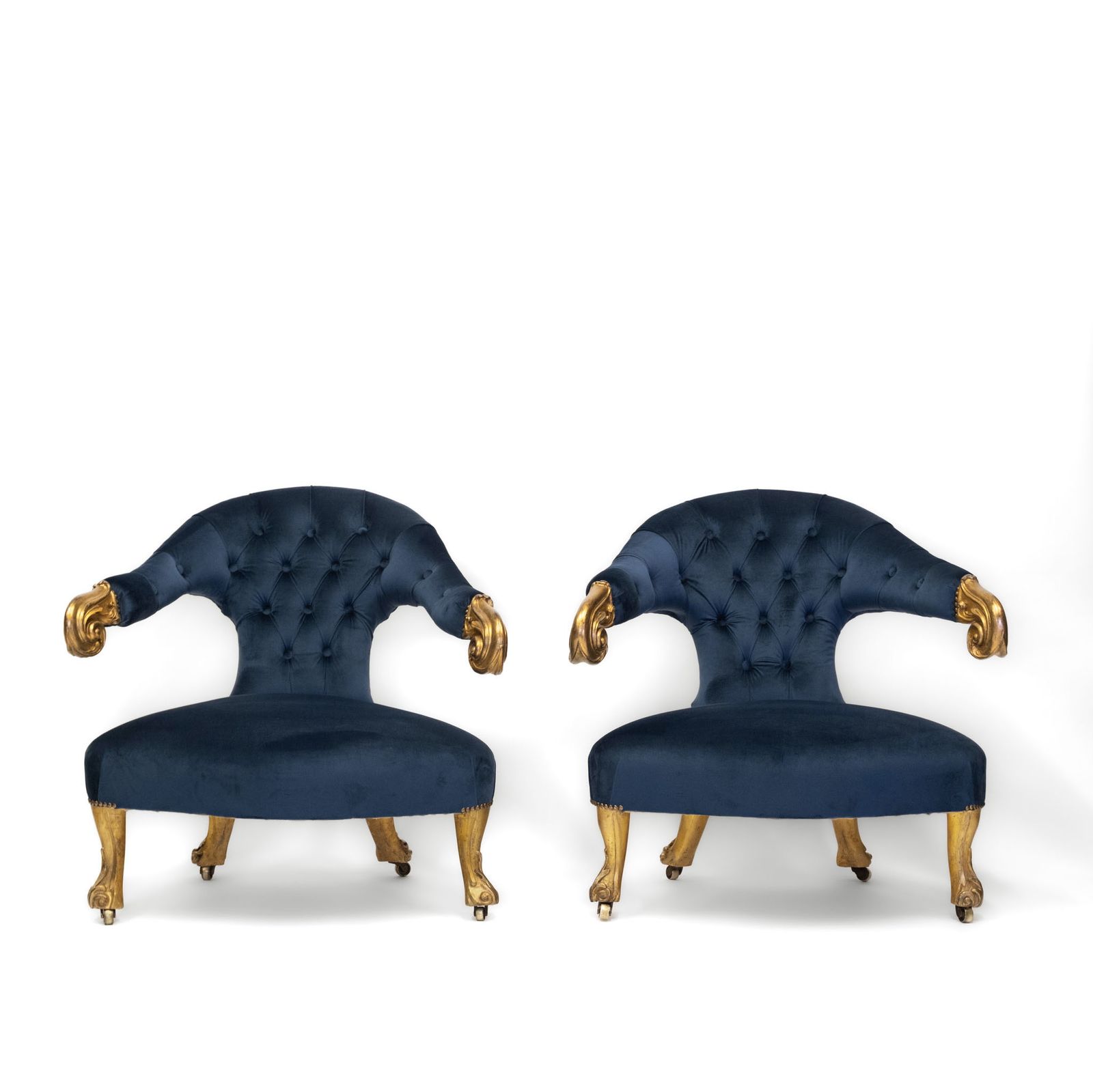 Pair Mid 19th Century Giltwood & Velvet Salon Armchairs photo furniture
