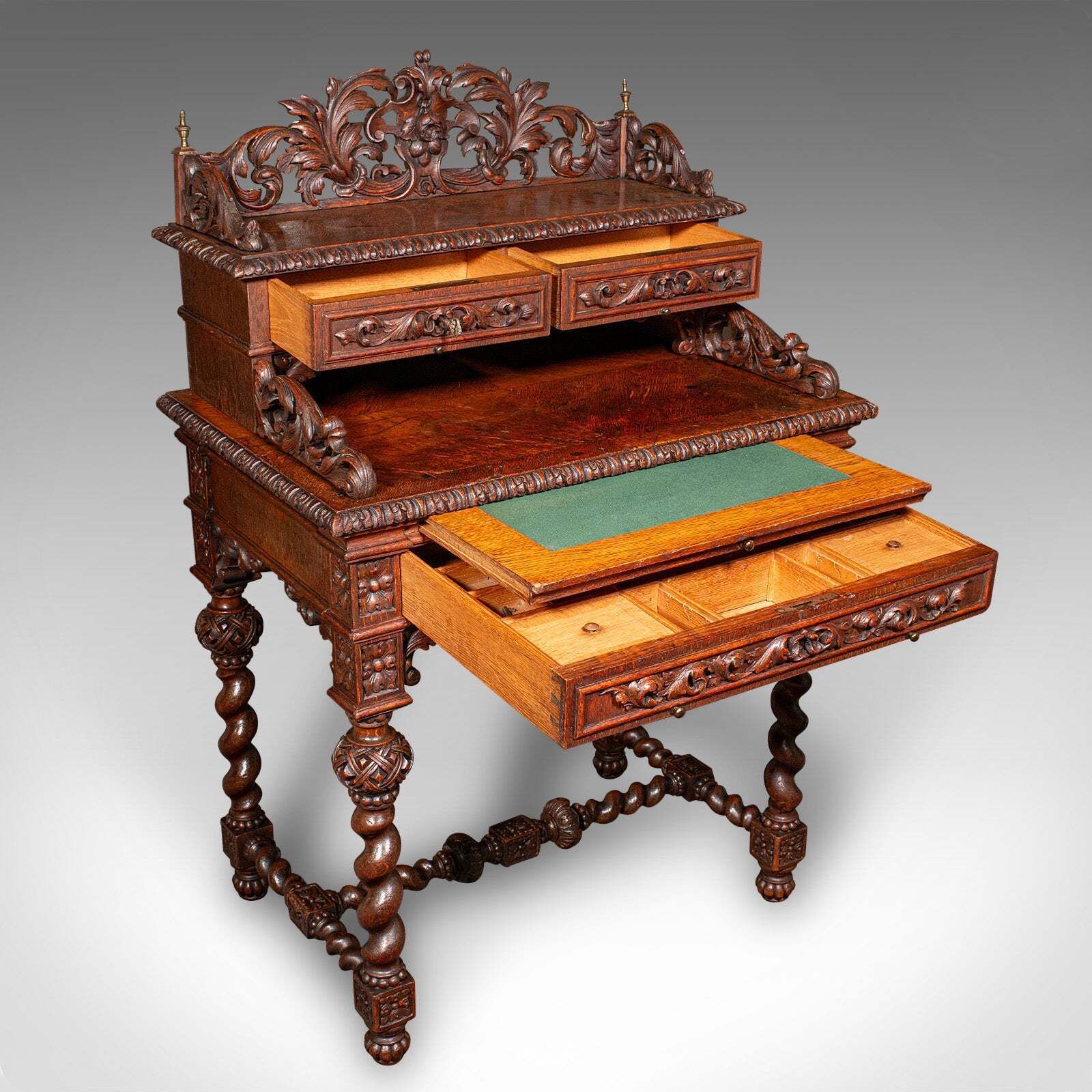 Antique Correspondence Desk, Scottish Oak Writing Table, Gothic Taste, Victorian photo furniture