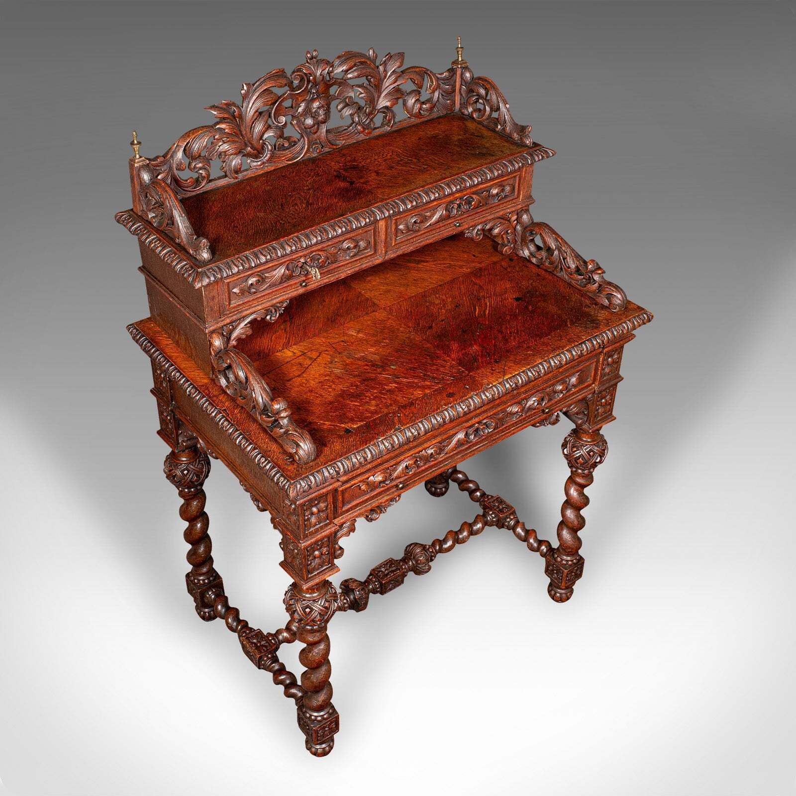 Antique Correspondence Desk, Scottish Oak Writing Table, Gothic Taste, Victorian photo buy