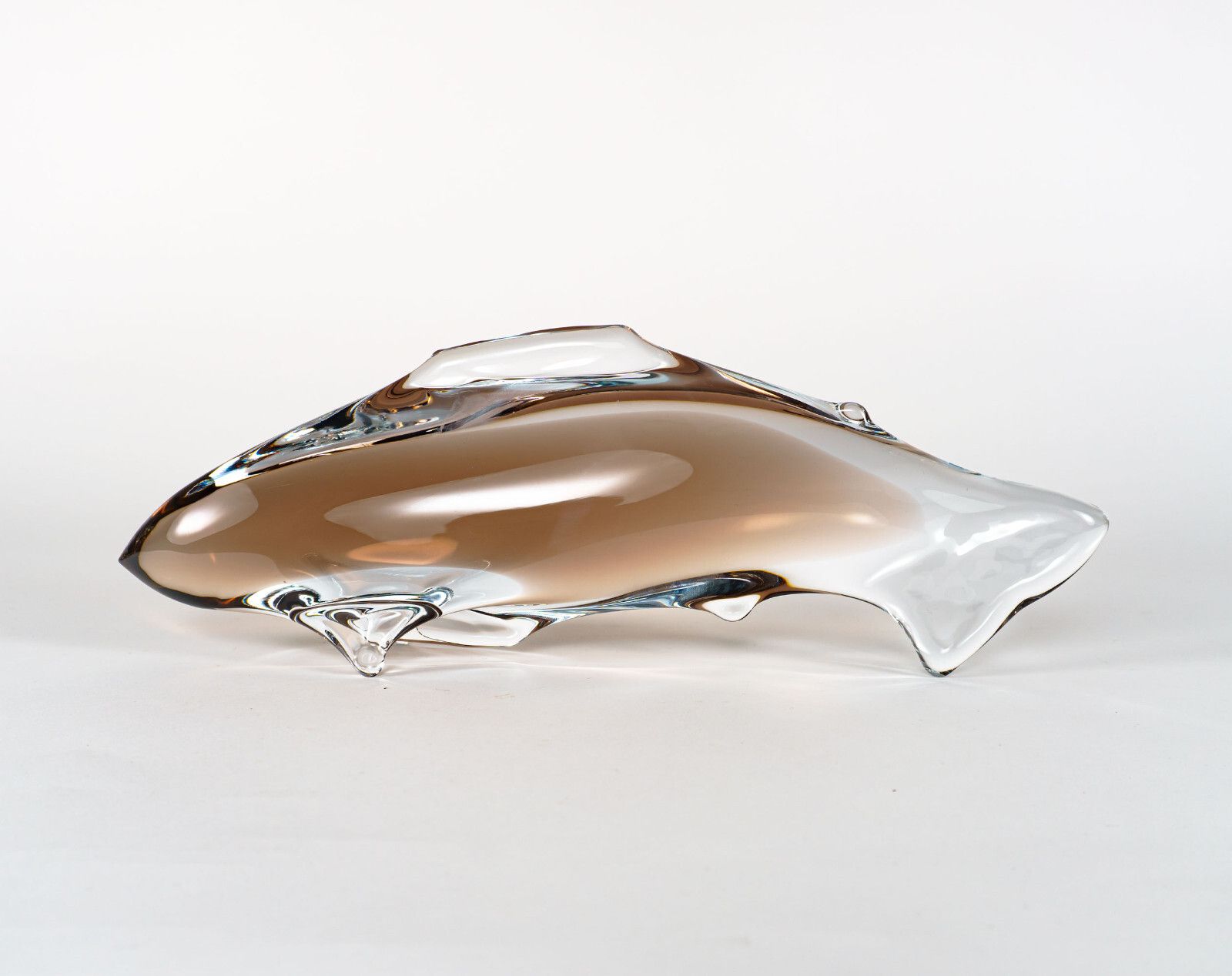 Vintage 1960s Czech Zbs Miroslav Janku Cased Glass Fish Sculpture