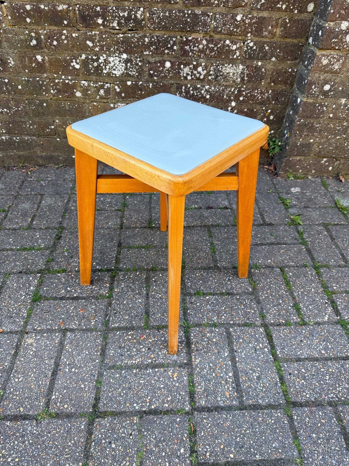Mid Century Ben Chair Ltd Beech Stool With Vinyl Top   Vgc   Original Early Retro Scandi Stool photo vinterior