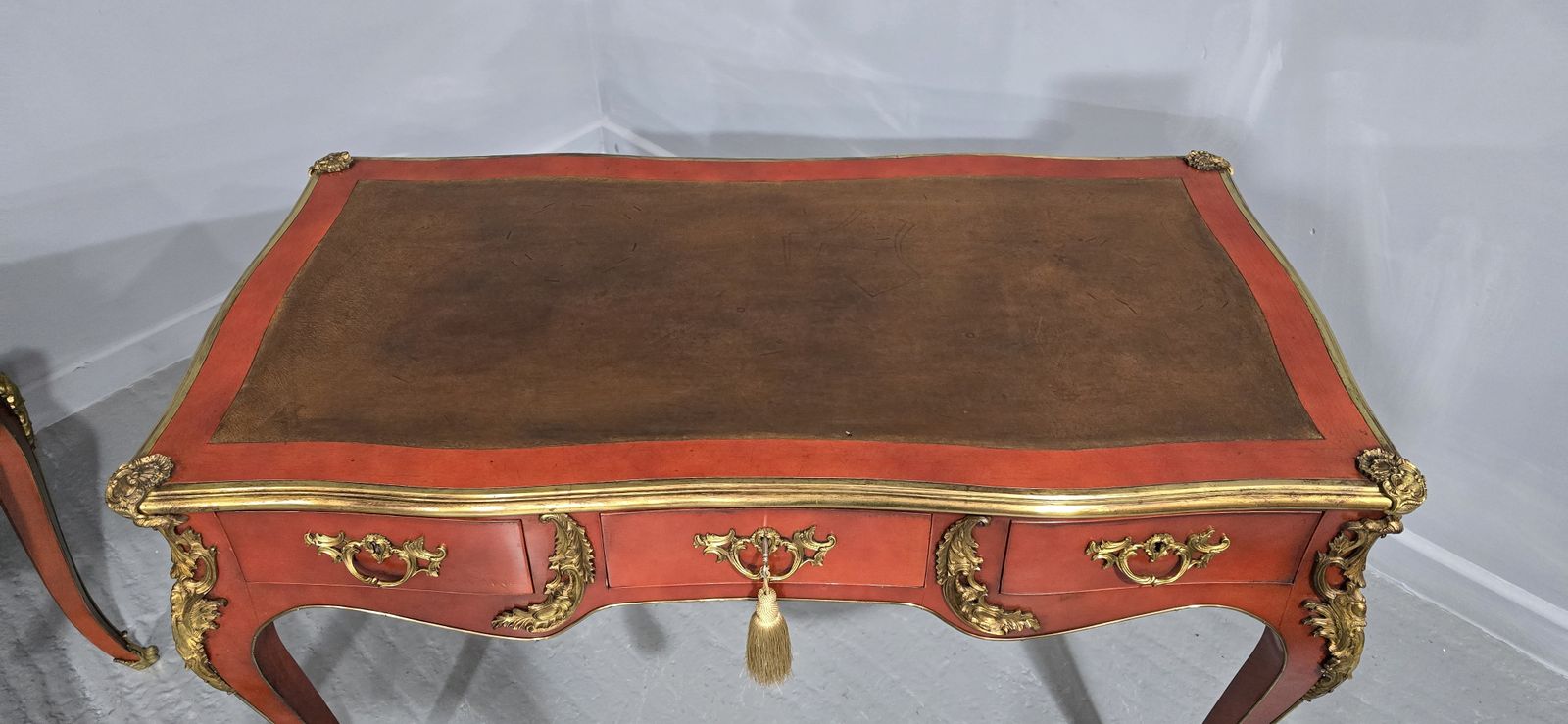 Outstanding Pair Of Red Laquered Bureau Plat Desks photo furniture