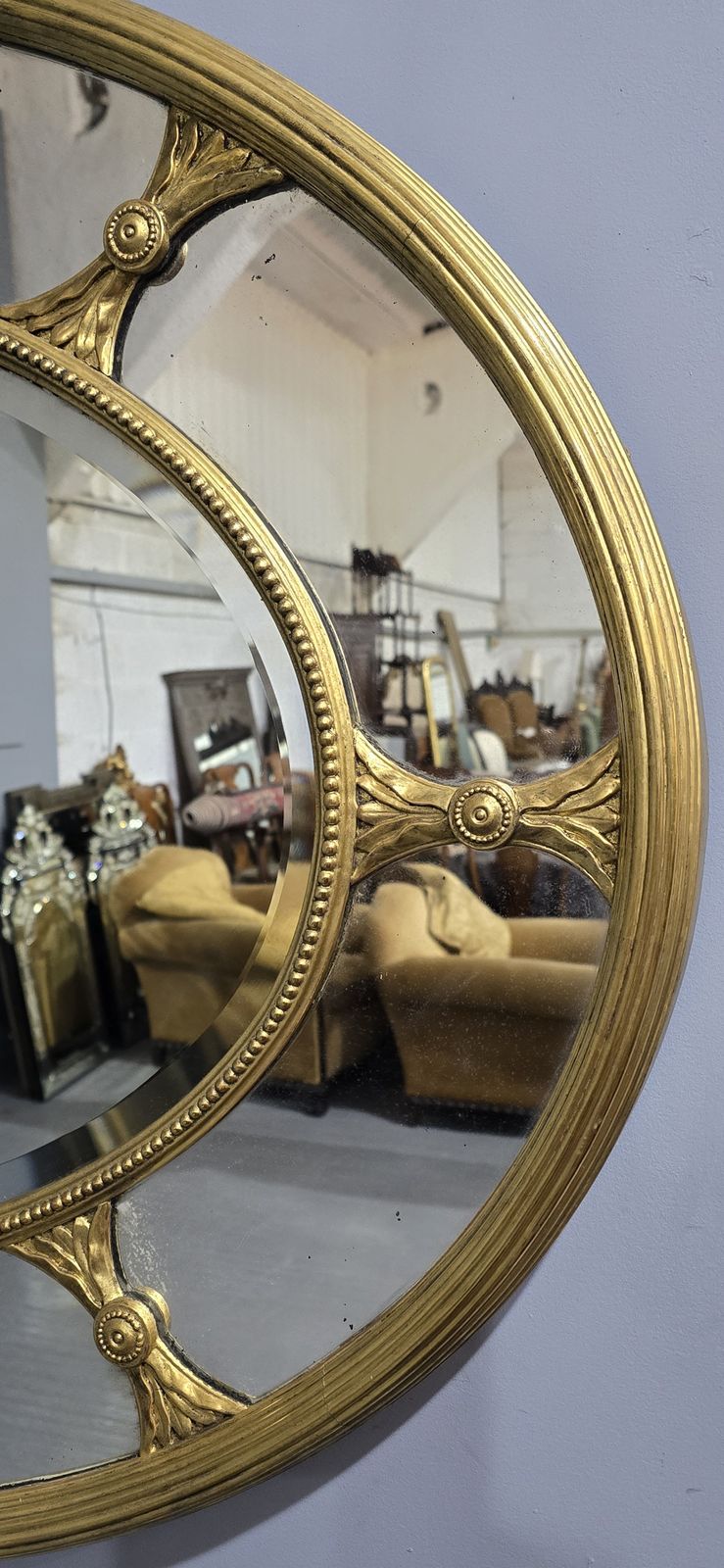 Large Rare English Chippendale Gilt Oval Mirror photo for sale