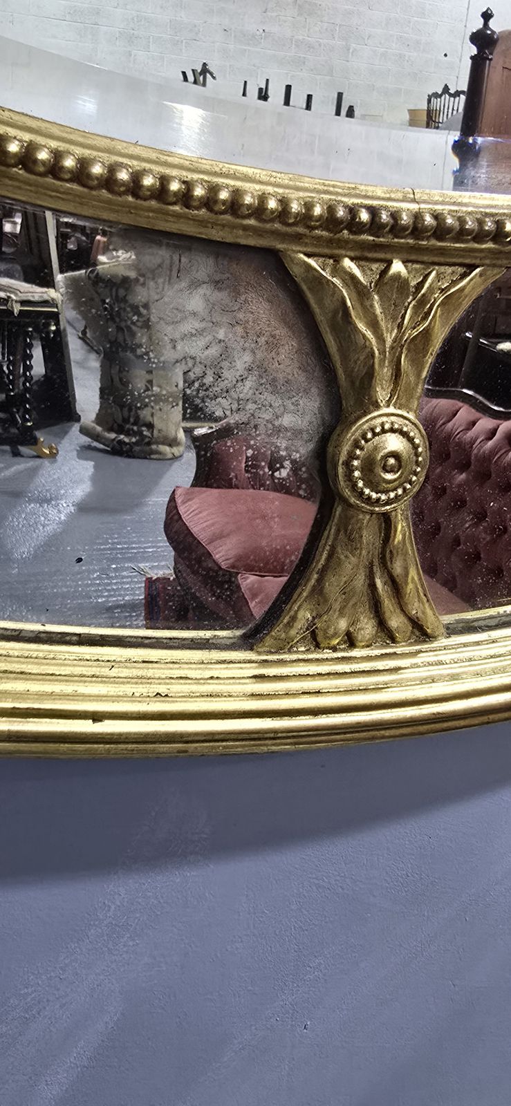 photo furniture Large Rare English Chippendale Gilt Oval Mirror