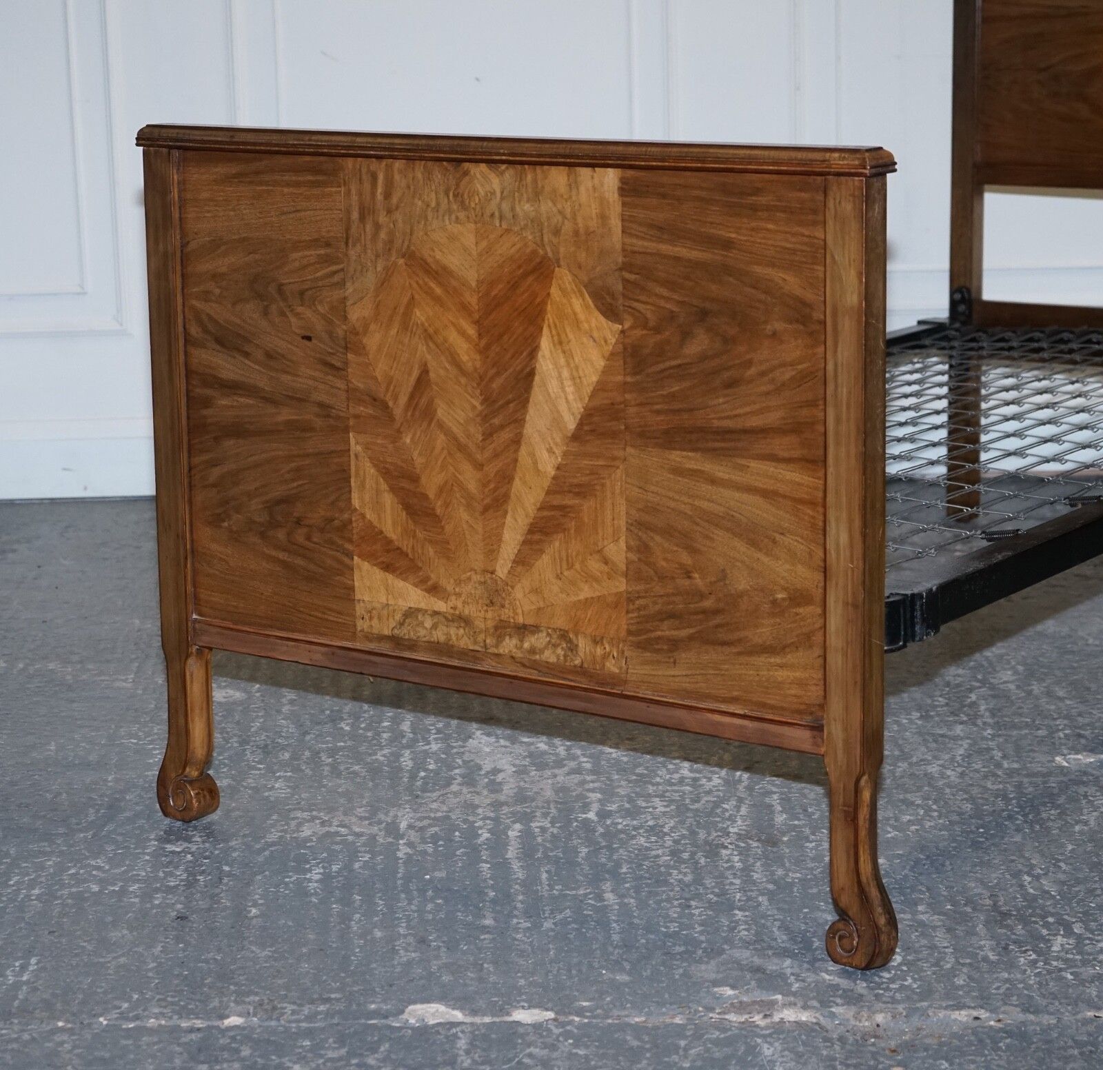 Art Deco Burr Walnut Decorative Inlaid Panels Single Bed (1/2) photo buy