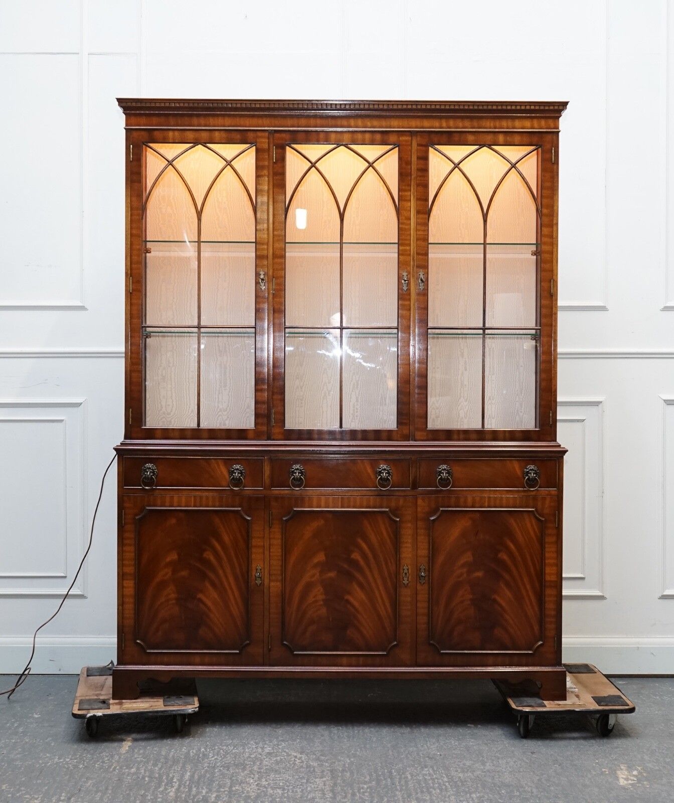 Bevan Funnel Georgian Style Display Cabinet Bookcase Glass Shelves And Lights photo vinterior
