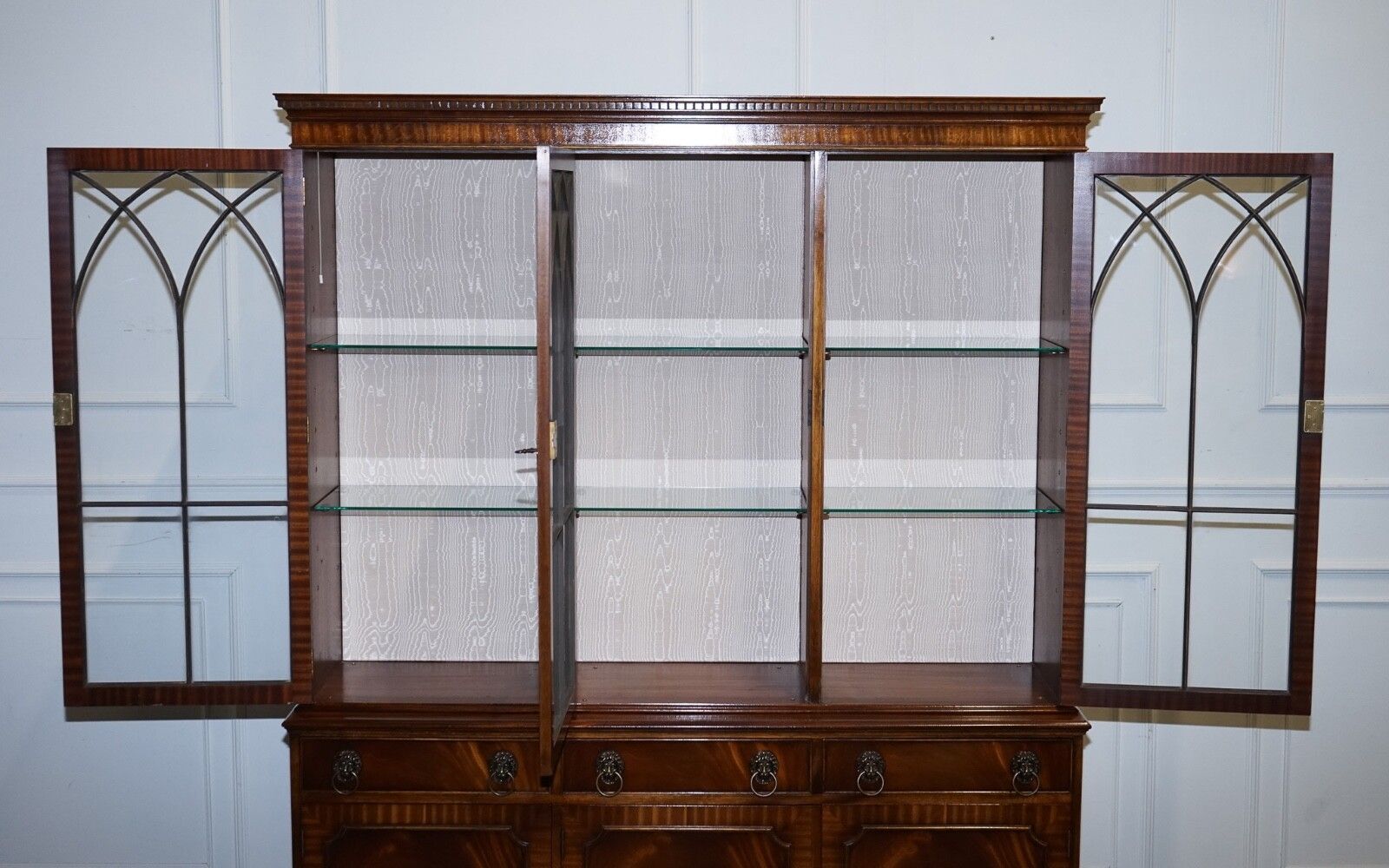 2100.0 Bevan Funnel Georgian Style Display Cabinet Bookcase Glass Shelves And Lights photo