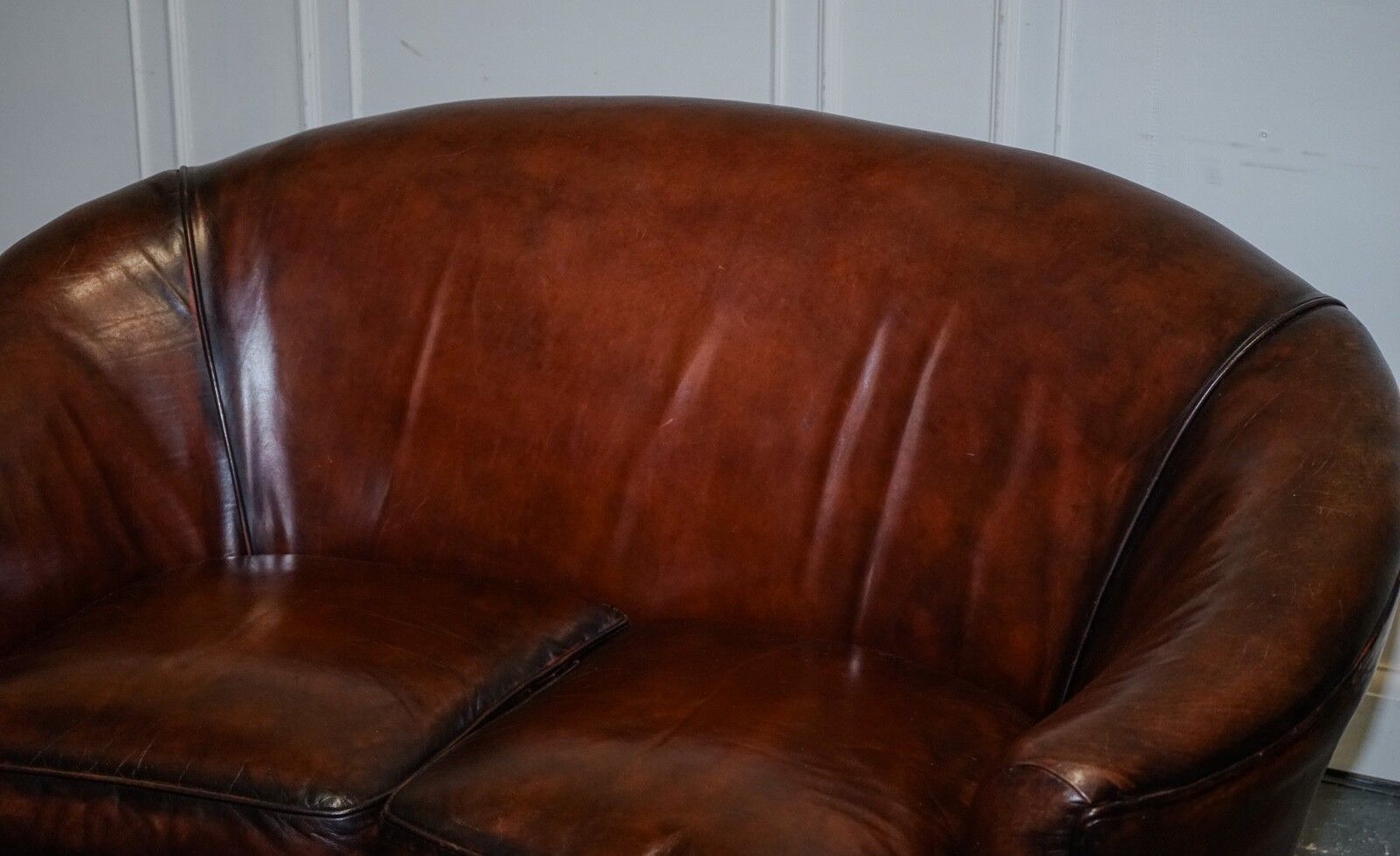 1920's Art Deco Restored Hand Dyed Whiskey Brown Suite Sofa Armchairs Footstools photo 14594.0