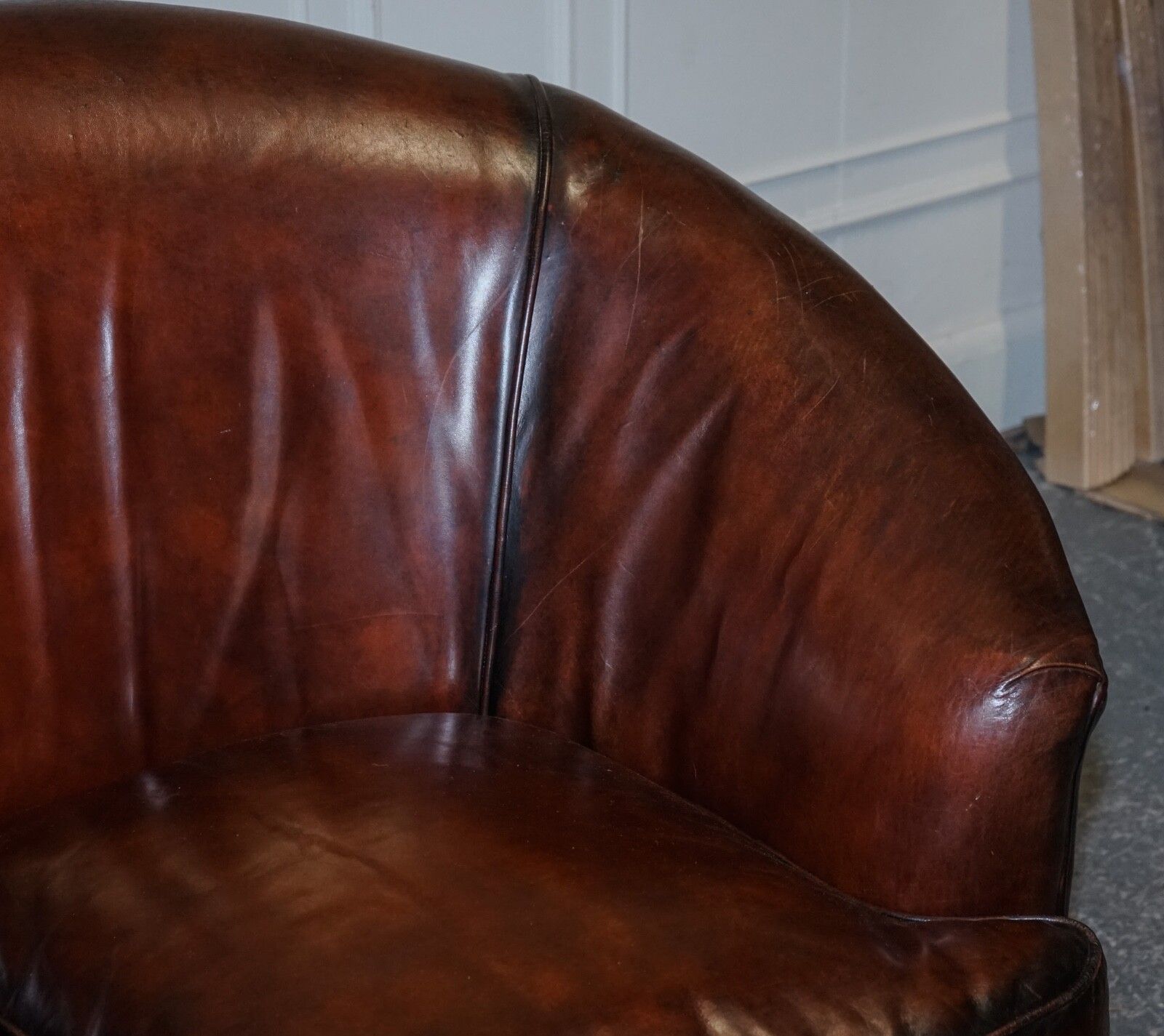 1920's Art Deco Restored Hand Dyed Whiskey Brown Suite Sofa Armchairs Footstools photo buy