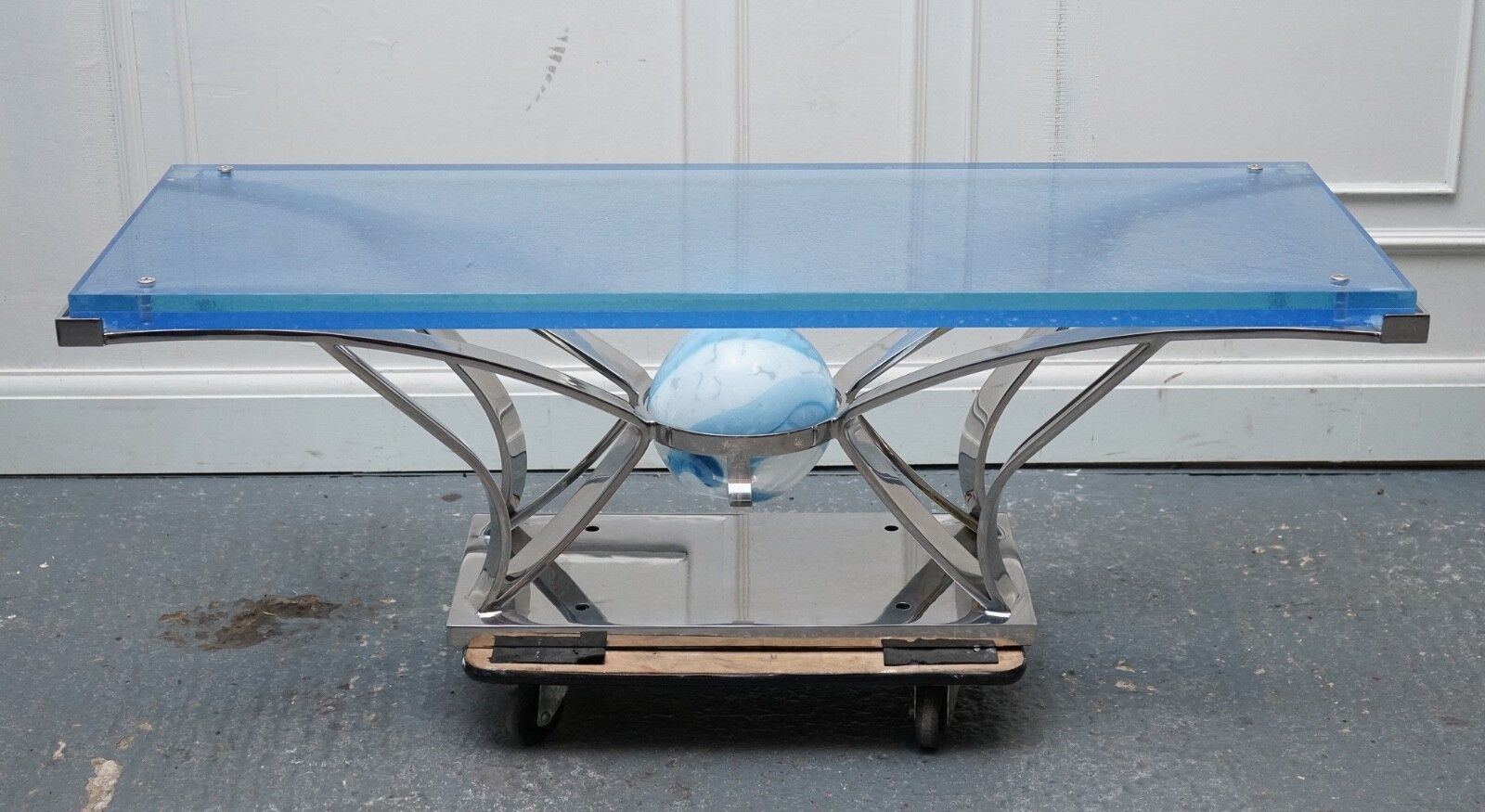 Rare Custom Hand Made Glass Marine Grade Stainless Steel Coffee Table By Soliart photo furniture