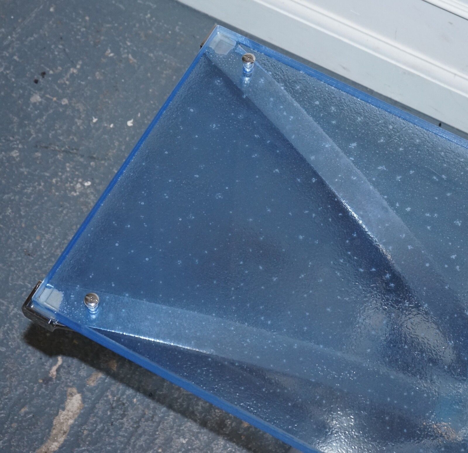 photo vinterior Rare Custom Hand Made Glass Marine Grade Stainless Steel Coffee Table By Soliart