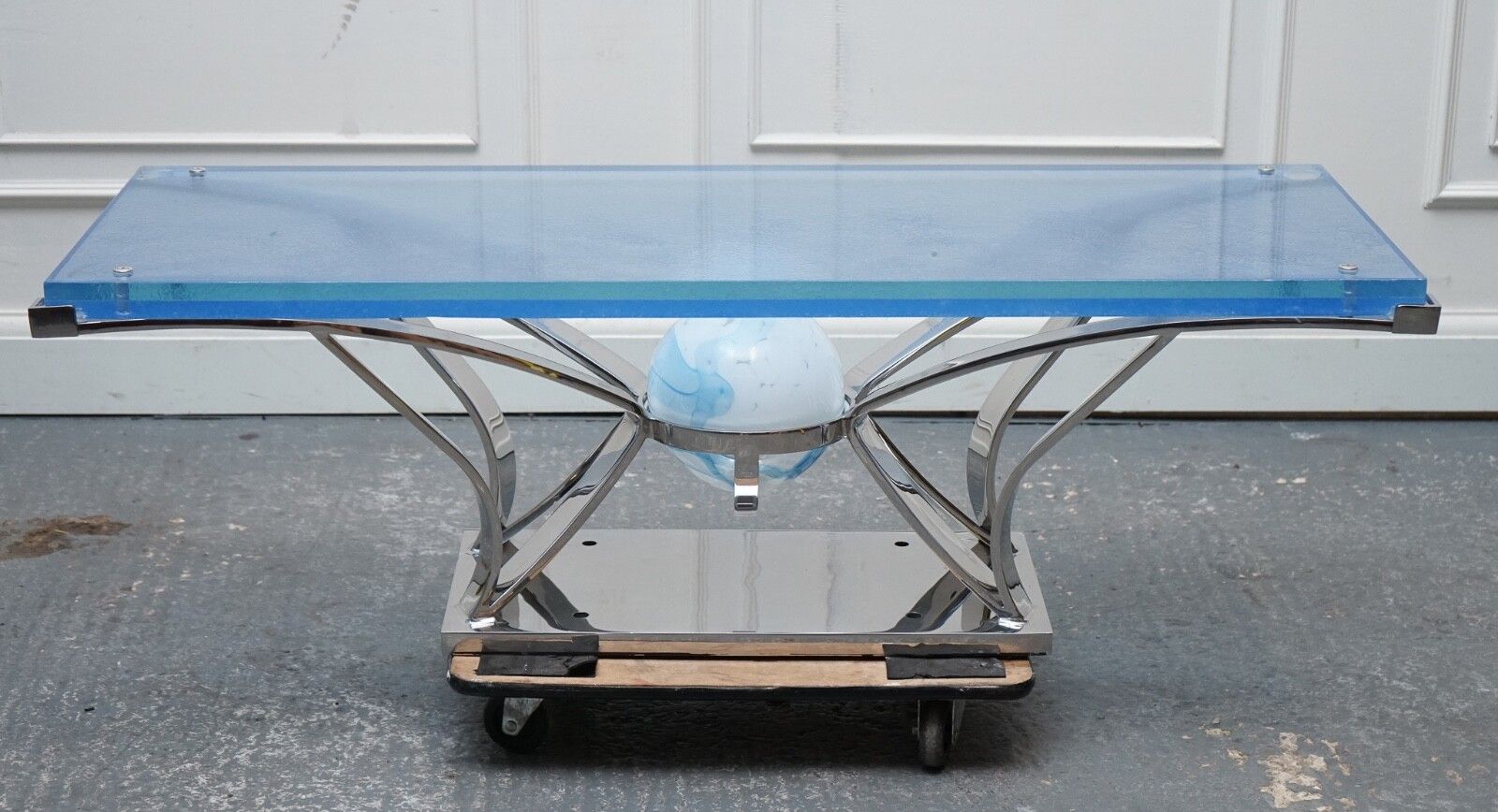Rare Custom Hand Made Glass Marine Grade Stainless Steel Coffee Table By Soliart photo furniture