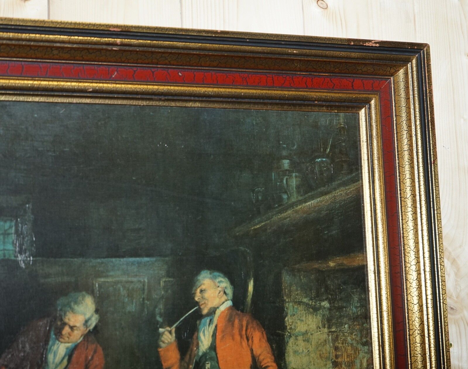 Oil Painting In Manner Of F.M.  Bennett Great Content' Red And Gold Frame photo 375.0