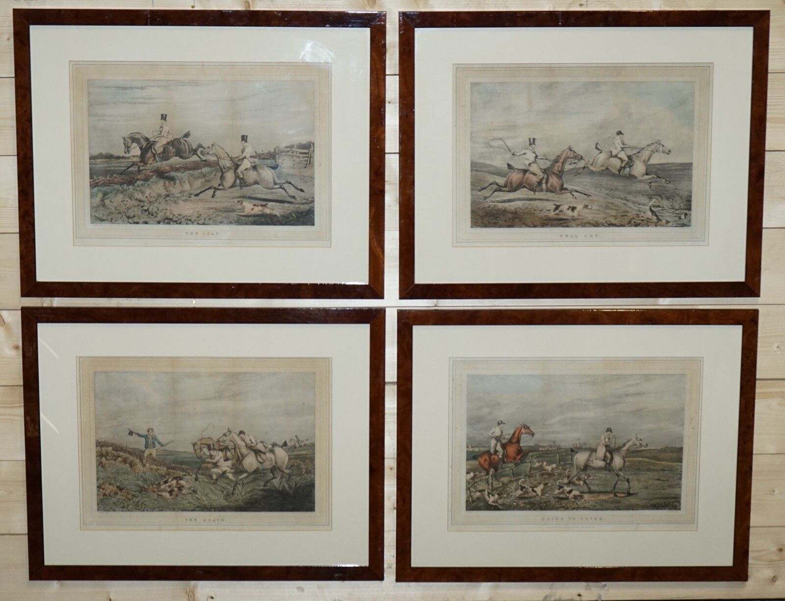 Set Of Four Prints Burr Walnut Frames In The Manner Of Henry Thomas Alken photo furniture