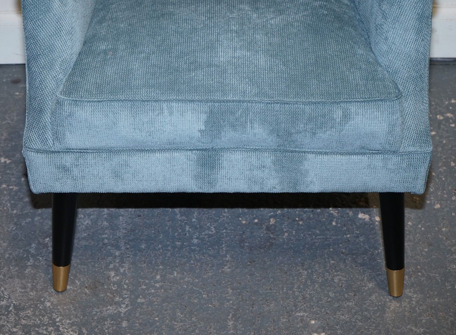 photo for sale Elegant Pale Blue Velver Side Chair Armchair With Black And Gold Legs