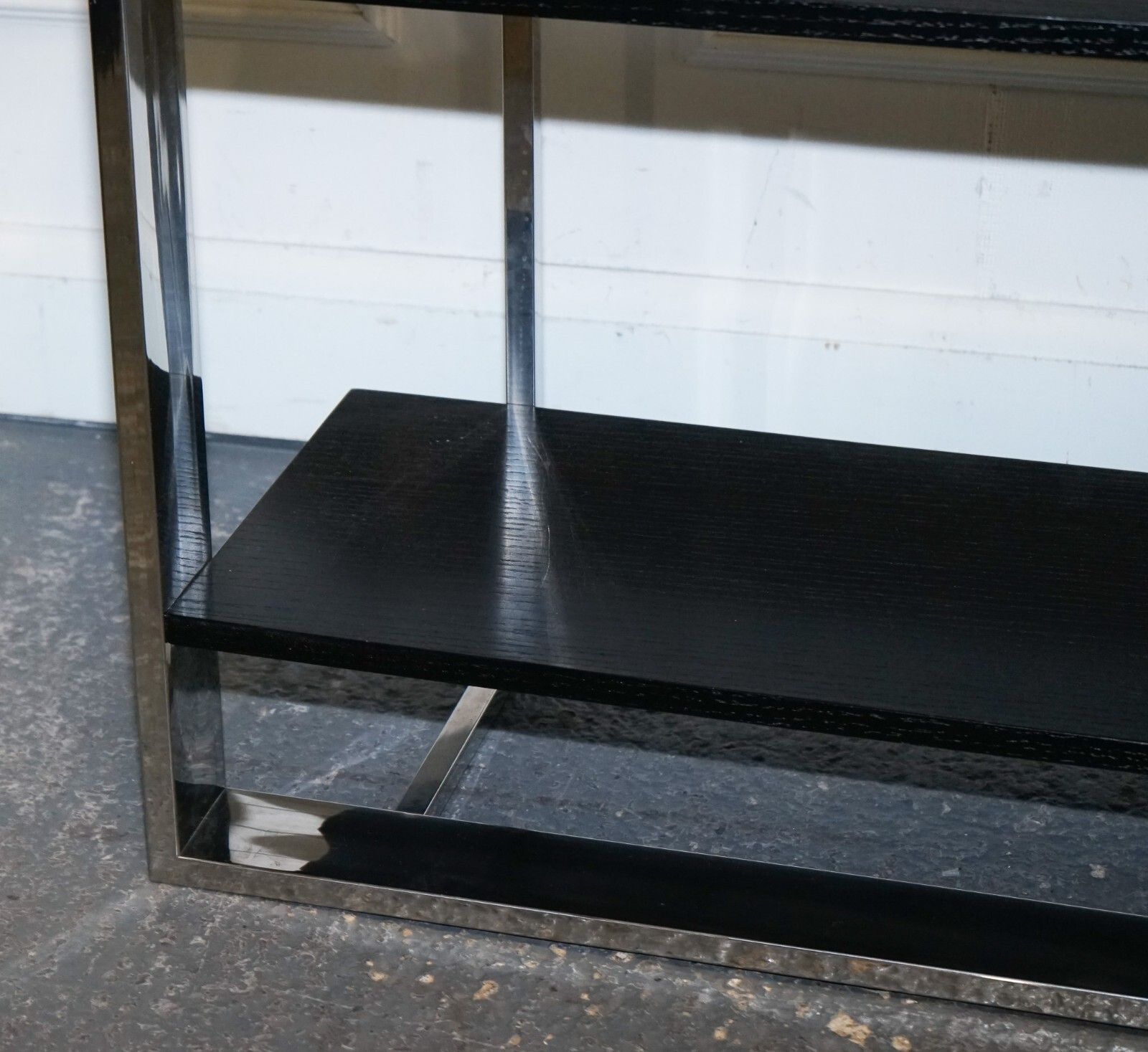 photo furniture Polished Stainless Steel Black And Silver Art Deco Style Bookcase Shelf Display