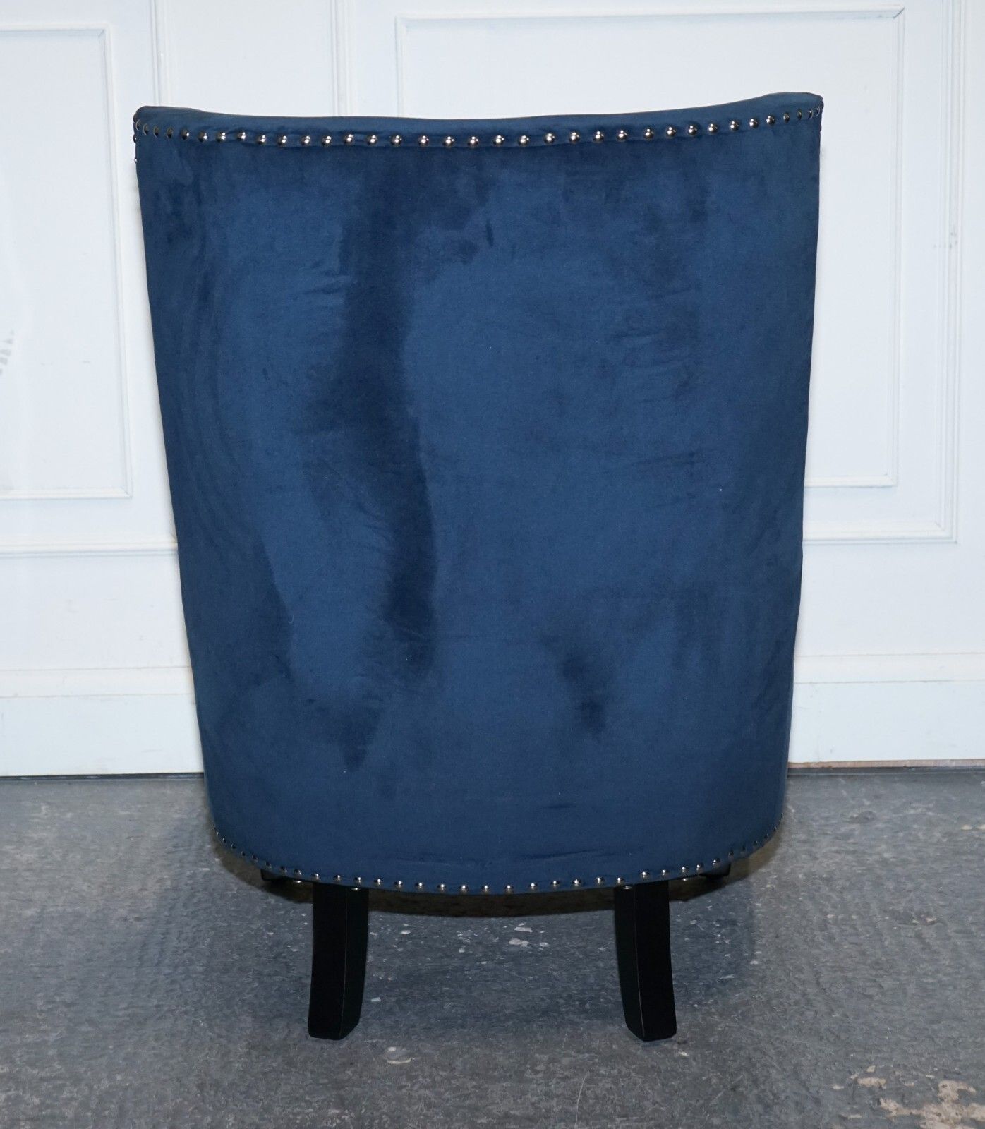 photo furniture Cotswold Luxe Ex Showroom Navy Slipper Chair With Silver Stud Detail