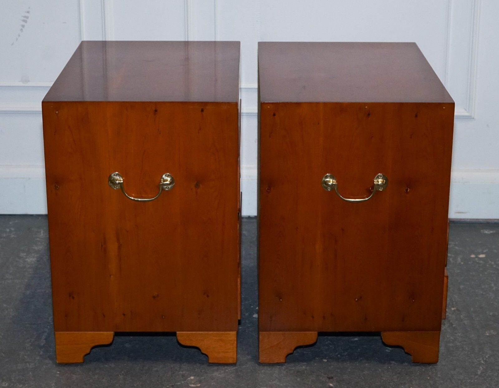 photo for sale Pair Of Vintage Military Campaign Yew Wood Chest Of Drawers End Tables