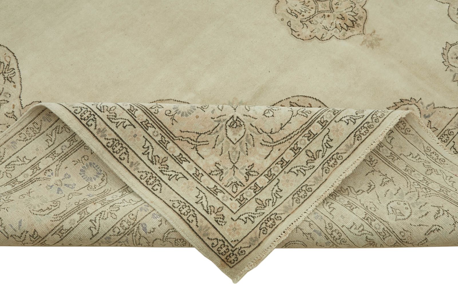 Handmade Beige Vintage Large Area Rug 262 Cm X 360 Cm photo vinterior
