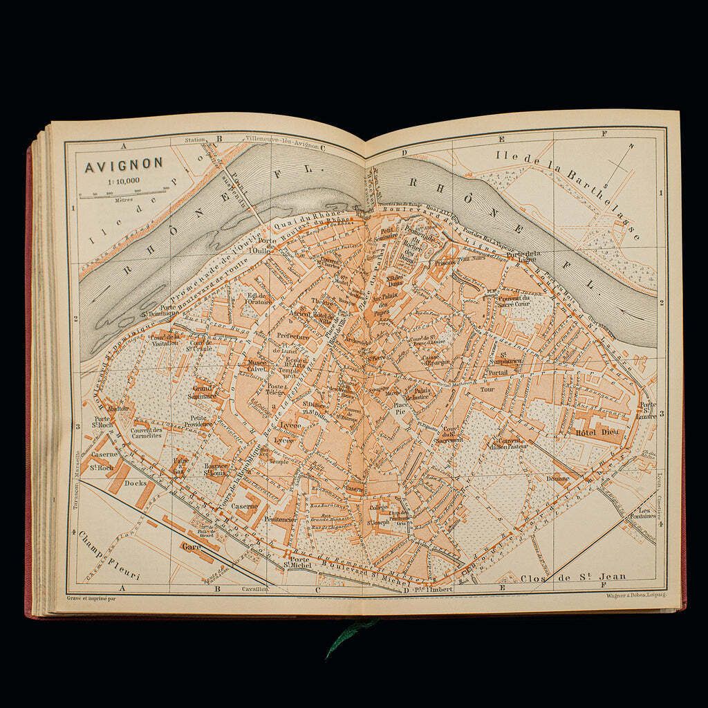 Small Antique Baedeker's South Eastern France Guide Book, Victorian, Travel Maps photo vintage