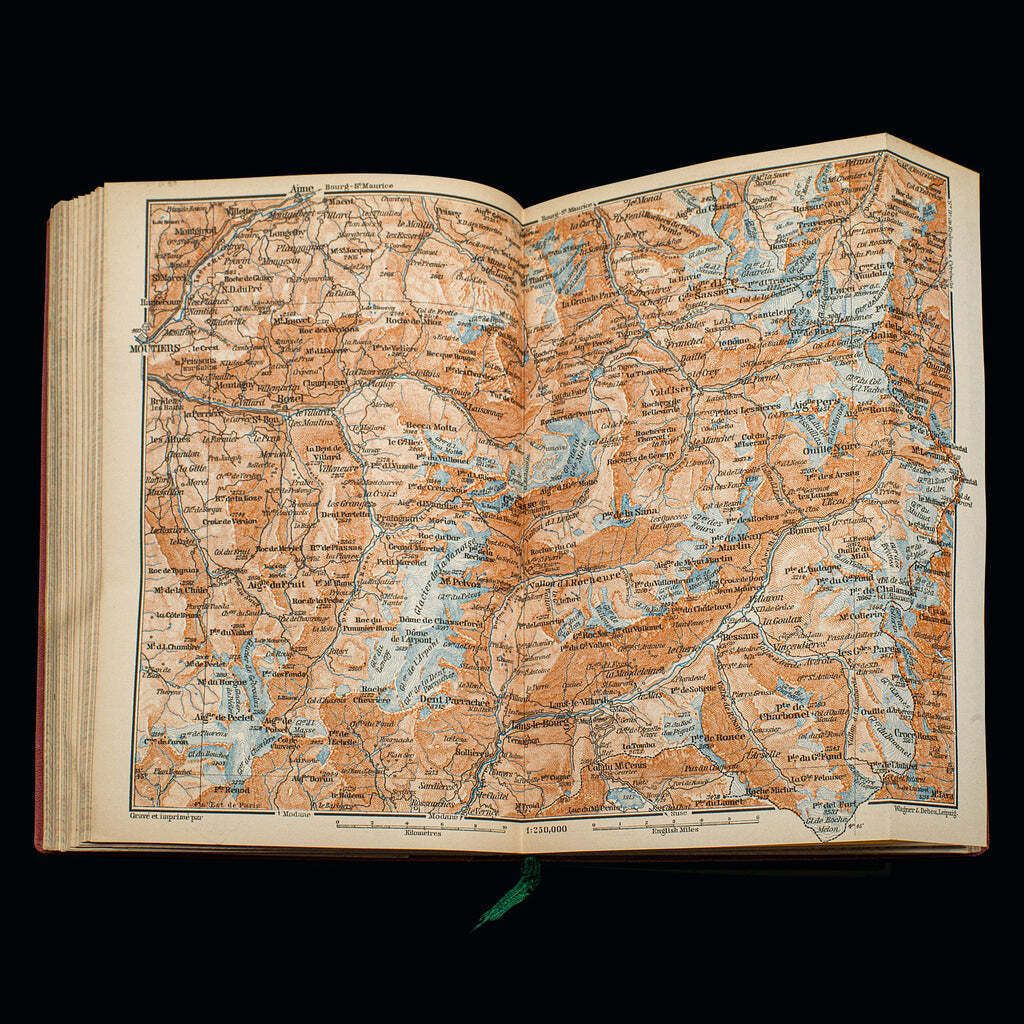 301.0 Small Antique Baedeker's South Eastern France Guide Book, Victorian, Travel Maps photo