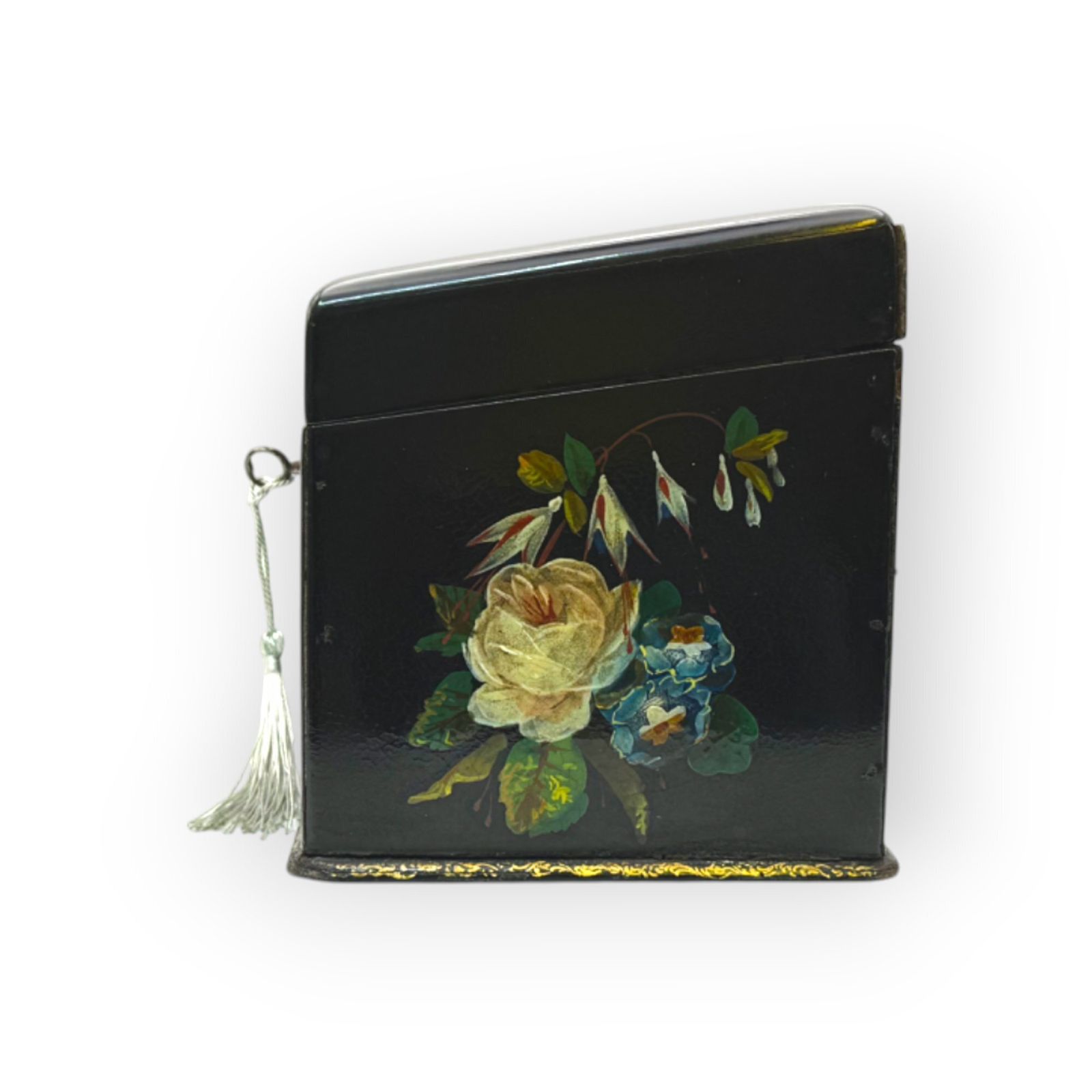 Victorian Papier Mache Painted Stationary Box, C.1890 photo for sale