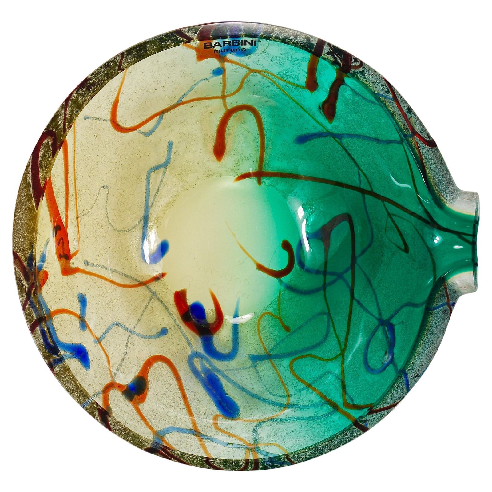 Alfredo Barbini Signed Murano Art Glass Bowl Or Ashtray, Italy, 1970s