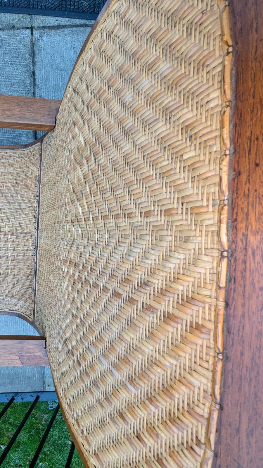 Antique Indian Teak Rattan Colonial Planter's Plantation Lounge Chair photo furniture