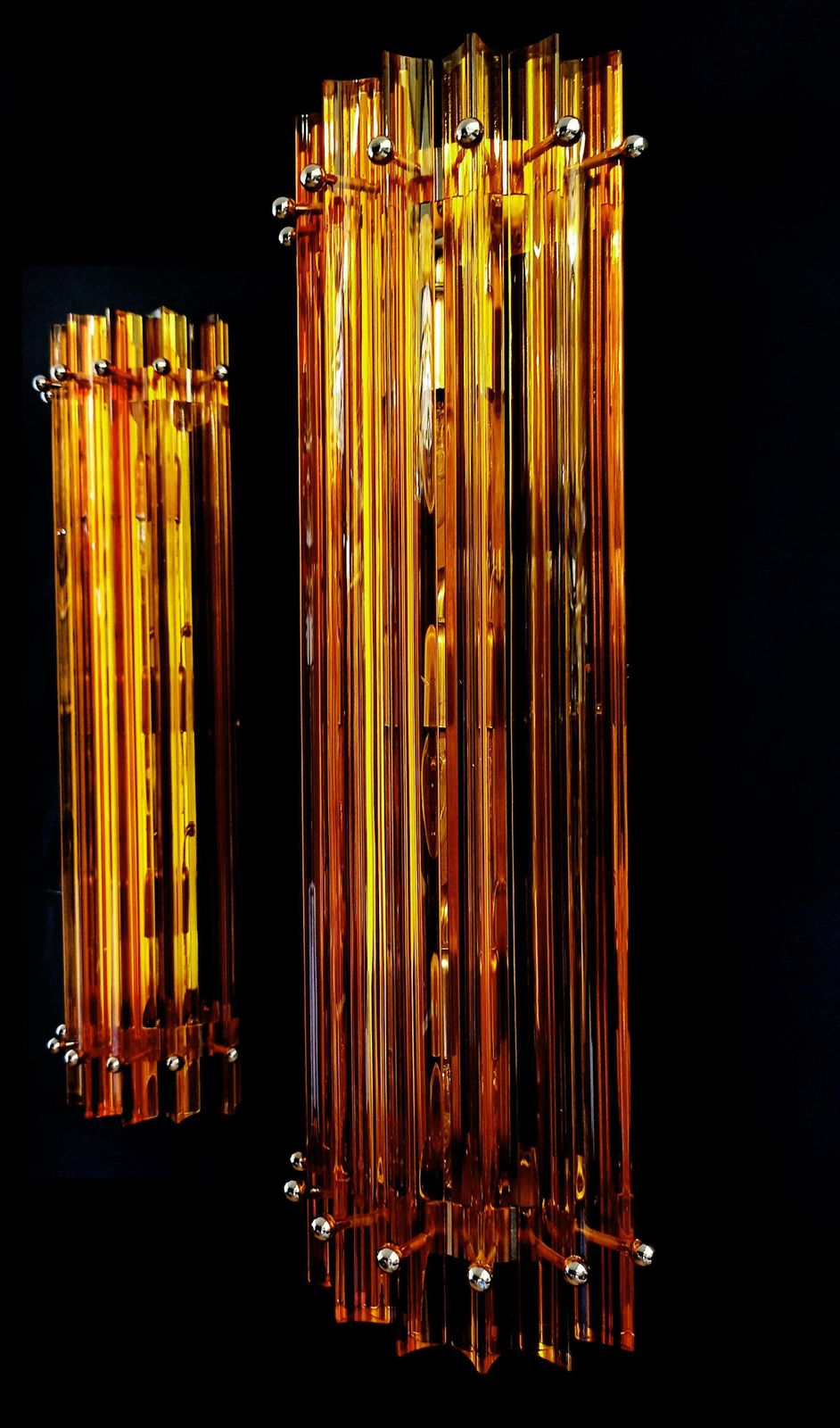 Midcentury Four Italian Wall Sconces, Venini Style Murano, 1990s photo Lighting