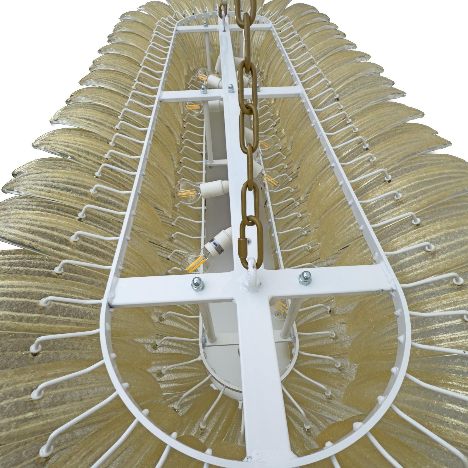photo furniture Mid Century Modern Style Italian Murano Glass And Brass Palmette Chandelier