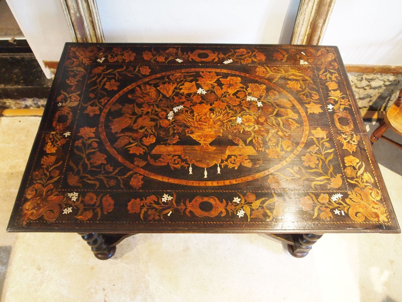 Table Stunning Rare Marquetry George II Oak C1740 photo furniture
