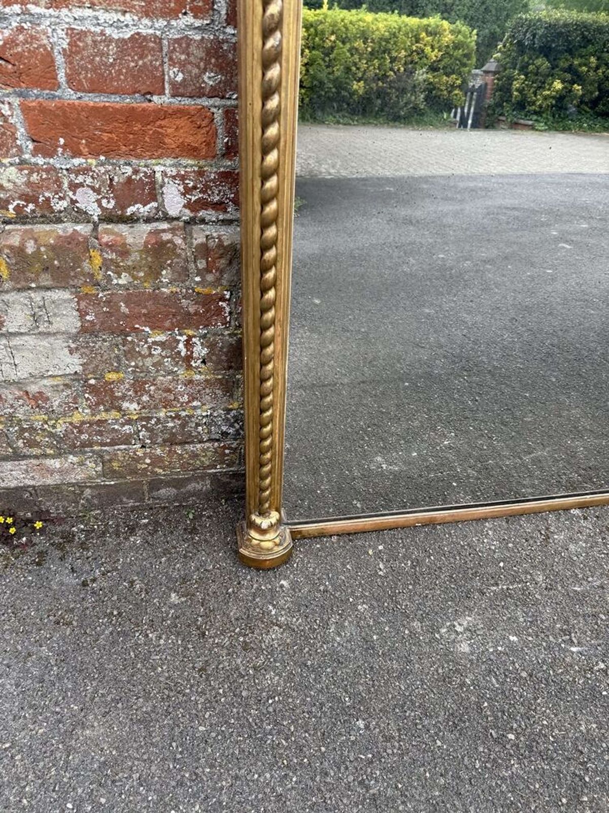 A Stunning Large Antique English 19th C Arched Top Rope Twist Gilt Overmantle Mirror. photo for sale