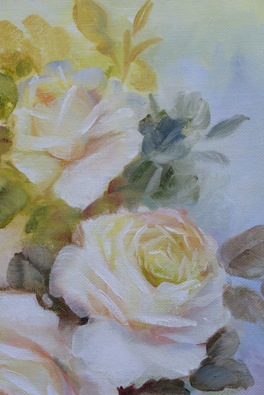 photo buy Still Life Of Yellow Roses Oil On Canvas Signed Yeiser