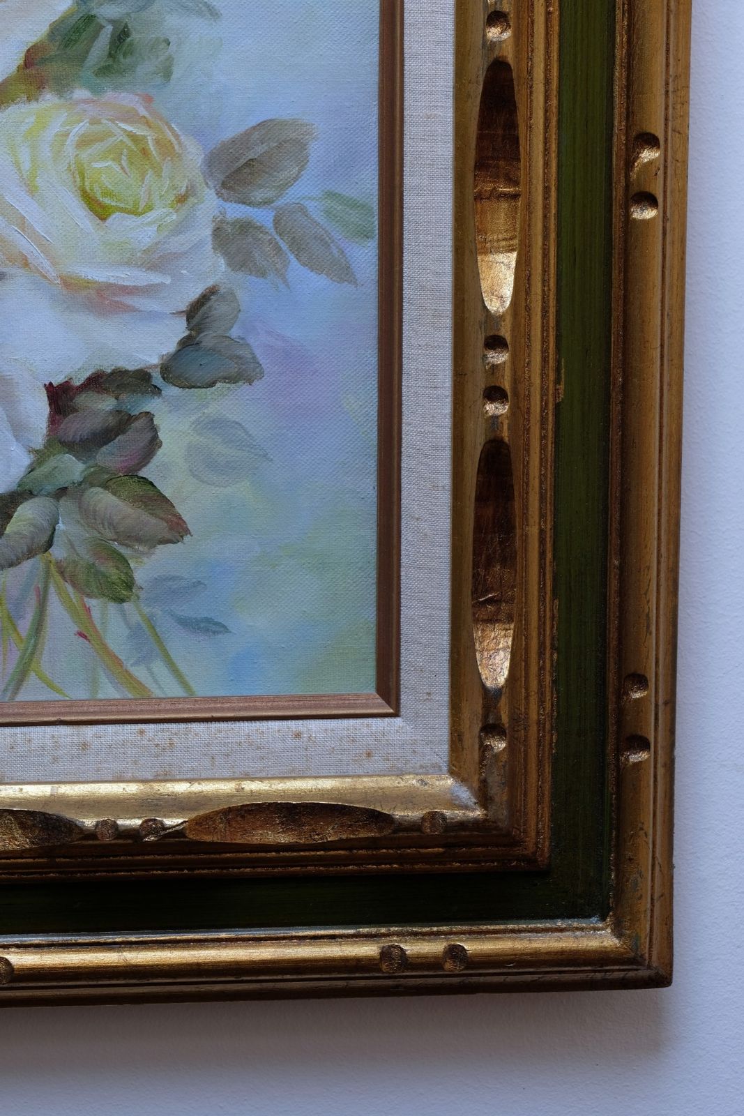 photo vintage Still Life Of Yellow Roses Oil On Canvas Signed Yeiser