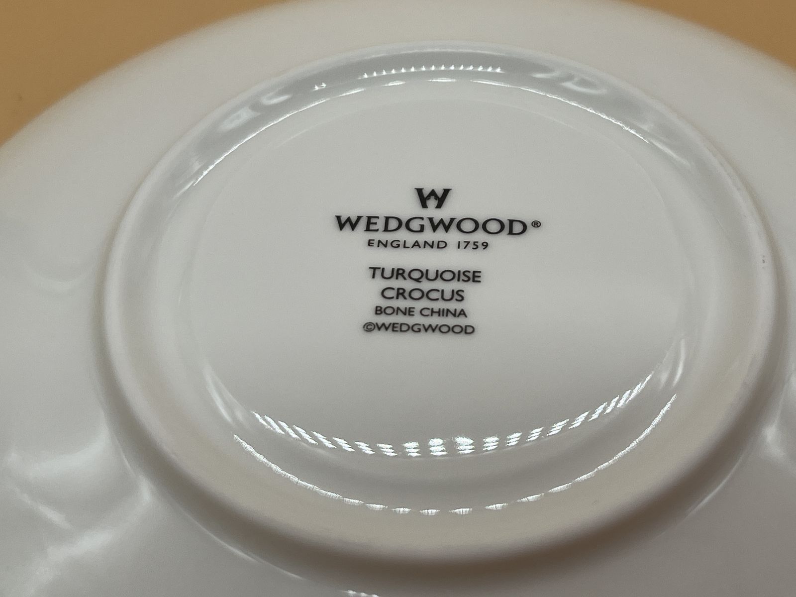 Home Decor Wedgwood China Harlequin Collection Turquoise Crocus Design Footed Tea Cup And Saucer Duo. photo