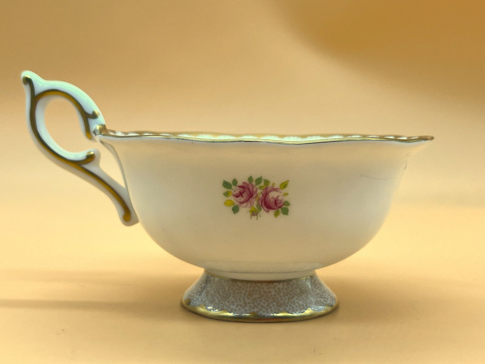 Wedgwood China Harlequin Collection Ribbon And Roses Design Footed Tea Cup And Saucer Duo. photo buy