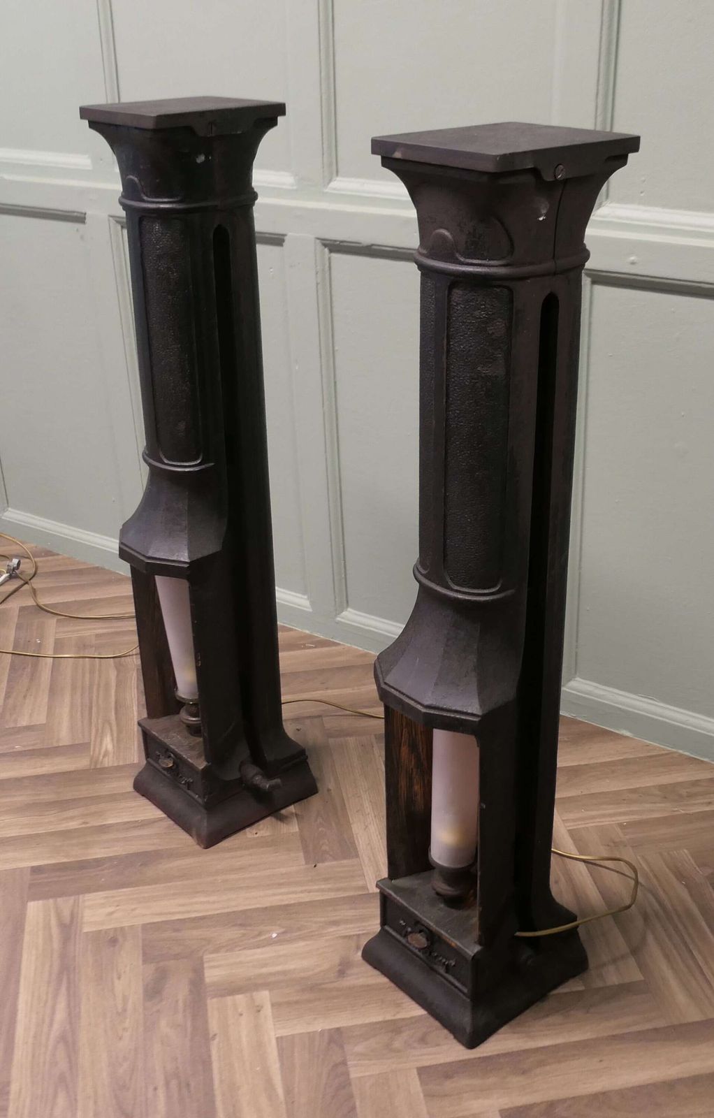A Pair Of French Cast Iron Green House Heater Lamps photo buy