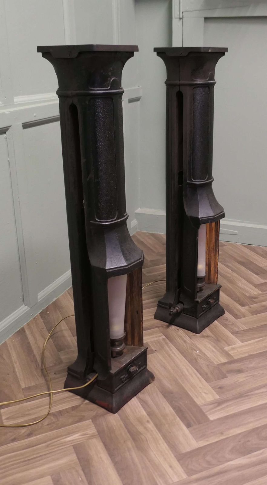 Lighting A Pair Of French Cast Iron Green House Heater Lamps photo