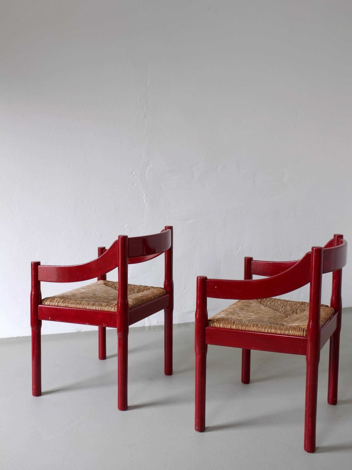 2 Red Vico Magistretti “Carimate” Style Armchairs | Italy | 1970s photo 2225.0