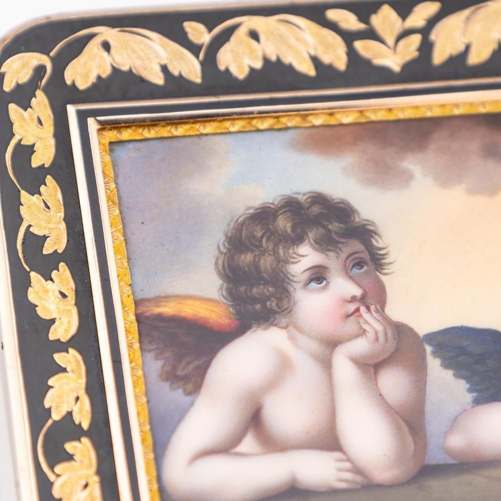 Home Decor 19thc German 18k Gold & Enamel Snuff Box, Raphael's Sistine Madonna, Hanau C1810 photo