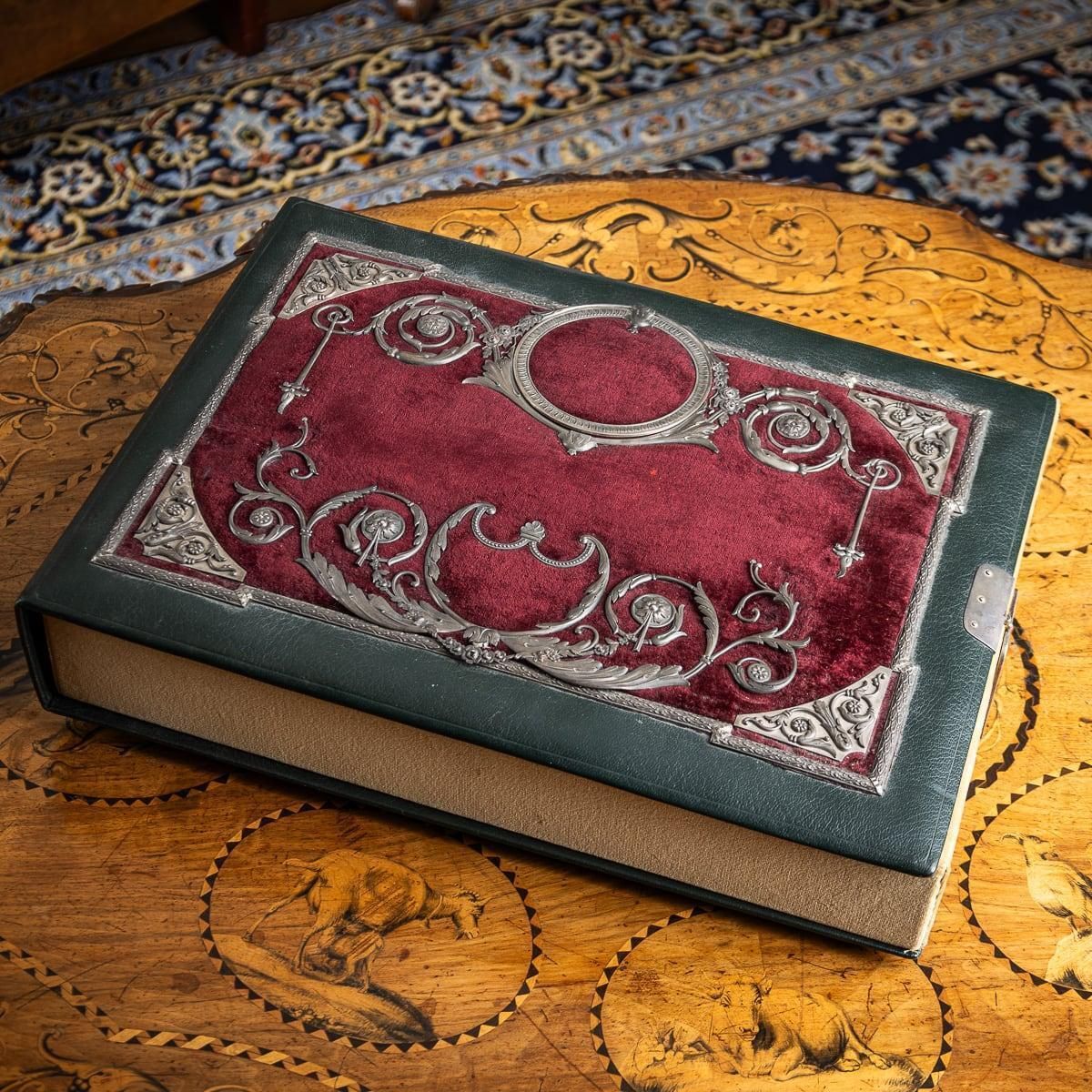 Antique 19th Century Russian Solid Silver, Velvet & Leather Book Cover C.1890 photo furniture